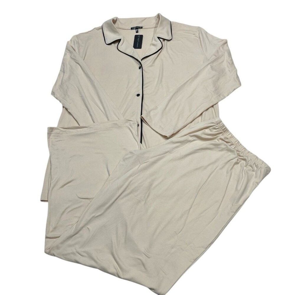 Tart Intimates Pajama Set Nude Pull On Pants Button‎ Top 1X Loungewear Comfort